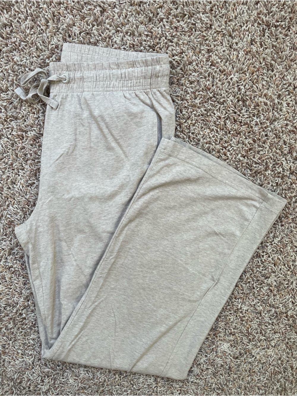 Pact 100% Organic Cotton Light Sand Drawstring Lounge Pants Women Size M Cozy